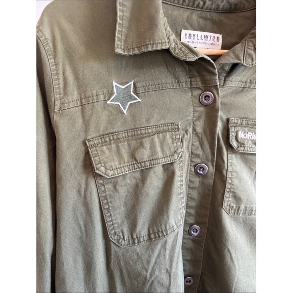 Idyllwind Western Boho Military Shirt Jacket Patches Embroidery Pockets - Picture 5 of 14